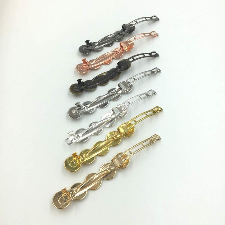 10 Pieces Metal Hair Clips with Round Tray Bases Fit 12mm Hair Clip Cabochon Settings, Silver Barrettes with Blank Trays for DIY Hair Accessories Mak