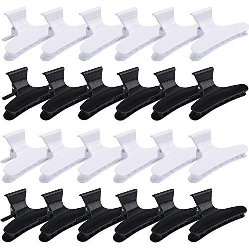 Hair Clips for Women,CIEHER 24 Pack Hair Clips for Styling Sectioning,Butterfly Hair Clips,Chip Clips,Hair Claw,Butterfly Hair Clamps?Black and White