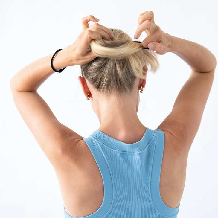 L. Erickson Blue and Silver Hair Ties for Thin Hair, Narrow Grab & Go Ponytail Holders, 12 Pack, Denim, Thin No-Crease Bands with Strong Hold, Damage