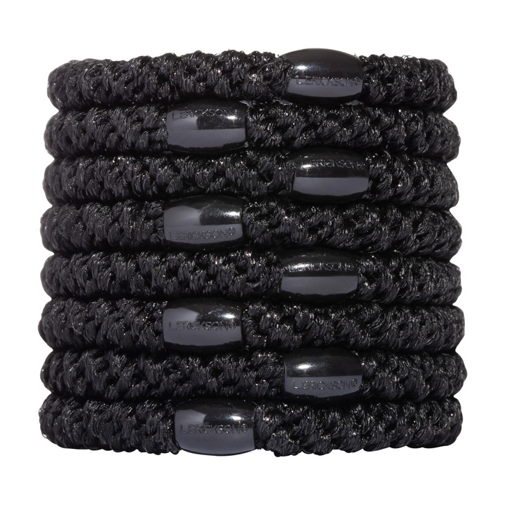 L. Erickson Pony Hair Ties - Black - 8 Pack Ponytail Holders - No Damage Hair Accessories for Women