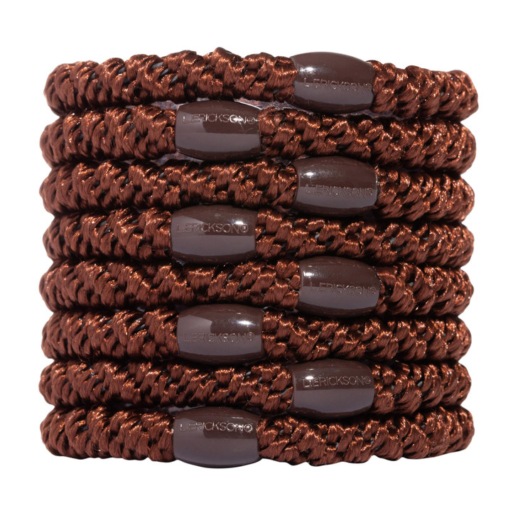 L. Erickson Hair Ties, Coffee Brown, 8 Count - Grab & Go Ponytail Holders - No Damage Hair Bands for Women - Hair Accessories