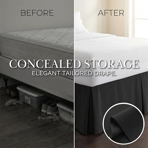 Southshore Fine Living, Inc. Queen Bed Skirt 14 Inch Drop, Pleated Dust Ruffle for Bed Skirting Queen Size - Pet Hair Resistant, Easy Care Microfiber