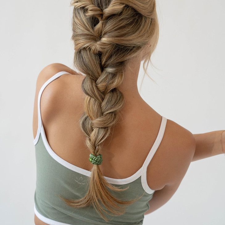 Green Hair Ties for Thick Hair, Grab & Go Ponytail Holders, 8 Pack, Cadet, Thick No-Crease Bands with Strong Hold, Damage-Free Design, Earthy Neutral