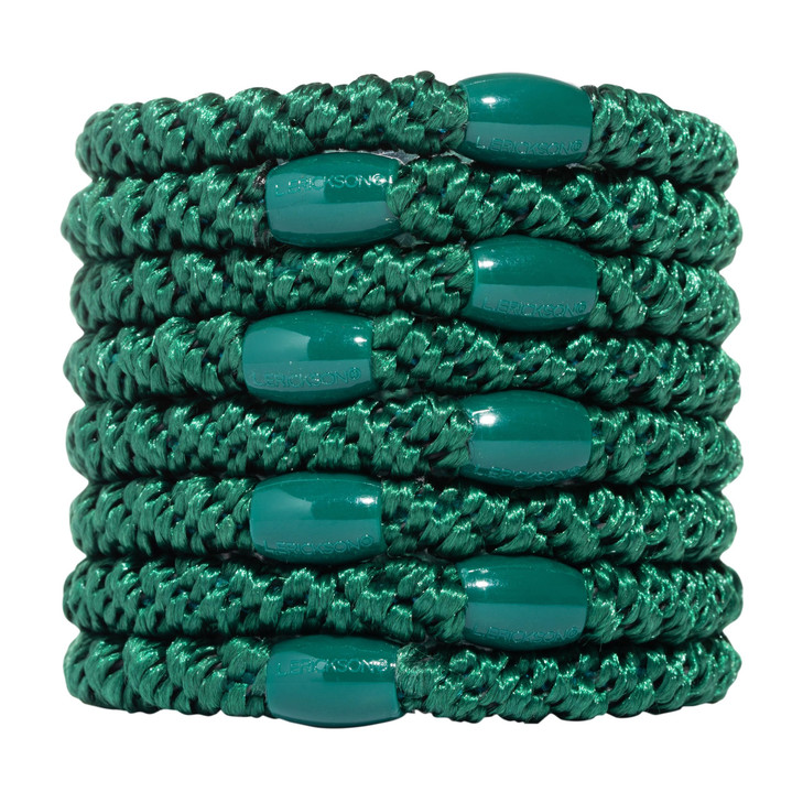 L. Erickson Green Hair Ties for Thick Hair, Grab & Go Ponytail Holders, 8 Pack, Hunter, Thick No-Crease Bands with Strong Hold, Damage-Free Design, B