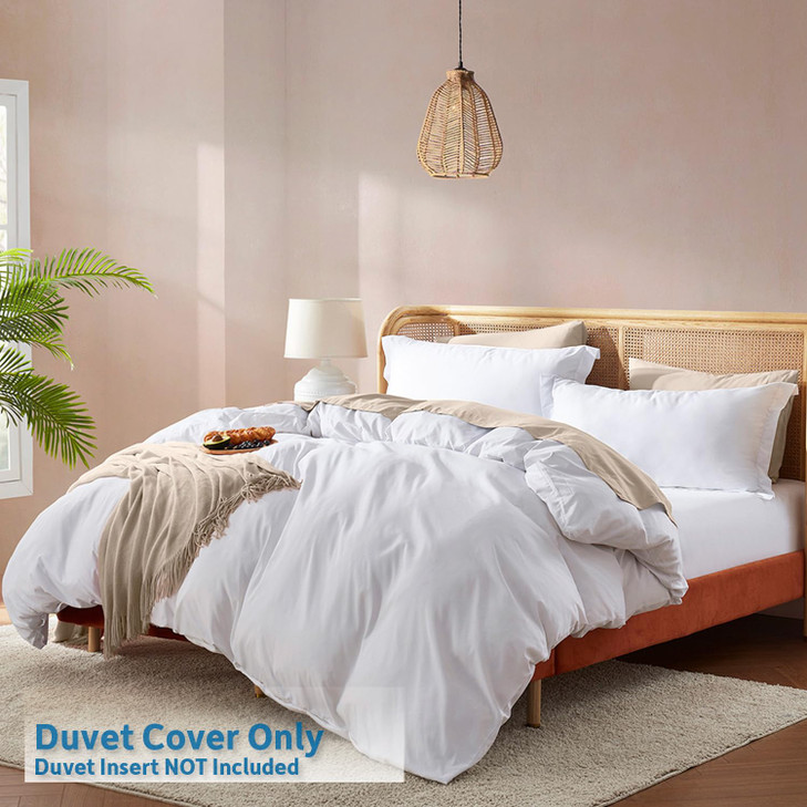 Nestl White Duvet Cover Queen Size - Soft Double Brushed Queen Duvet Cover Set, 3 Piece, with Button Closure, 1 Duvet Cover 90x90 inches and 2 Pillow