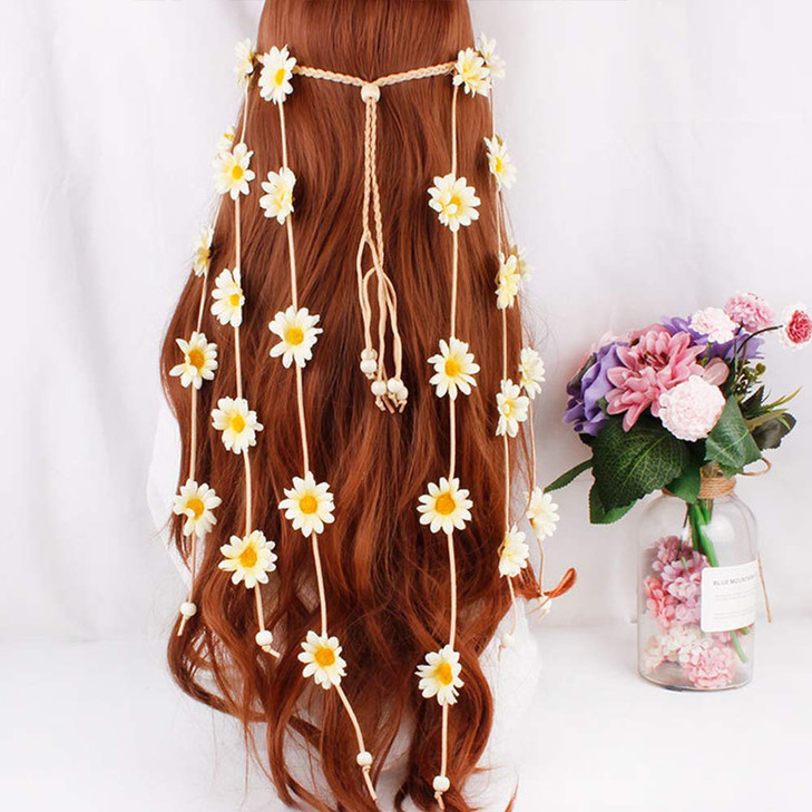 YAXAMING Halloween Sunflower Headband Daisy Flower Hair Bands Hoops Crown Floral Wreath Headpiece Hairband Women Xmas Hawaiian Festival Wedding Cospl