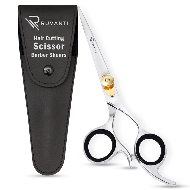 Ruvanti Hair Cutting Scissors - Professional Barber Premium Shears For Salon And Home Use, Sharp & Durbale Stainless Steel Blades for essential hair
