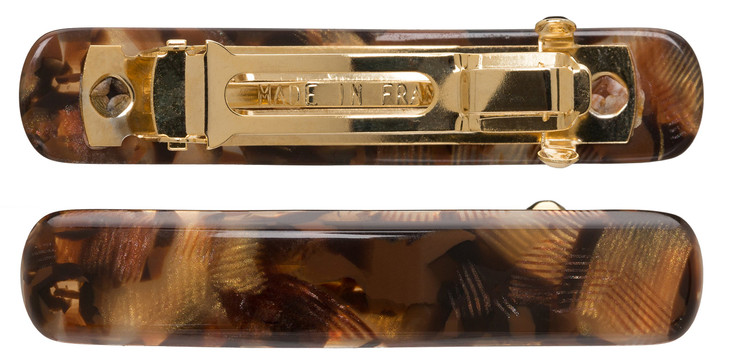 France Luxe Mini Rectangle Barrette Pair, Classic, Handmade French Barrettes for Women, Matching Set of 2 Hair Clips for Everyday Wear, Womens Hair