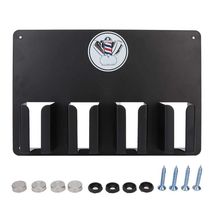 ZJchao Hair Clipper Holder, Multi-Functional 4 Holes Wall Mount Hairdressing Tool Storage, Wall-Mounted Hair Cutter Brush Holder Stand