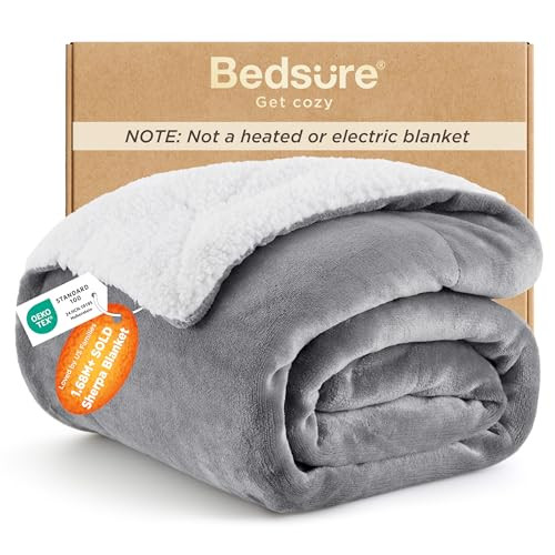 Bedsure GentleSoft Sherpa Fleece Throw Blanket for Couch, Non-Heated, Thick & Warm Christmas Cozy Blanket for Winter, Soft Fuzzy Plush Throw Gifts fo