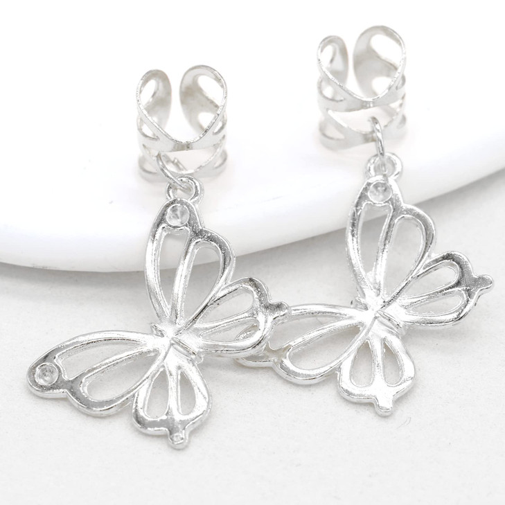 NAISKA Butterfly Hair Jewelry for Braids - 10Pcs Silver Hair Clips, Dreadlock Charms, Hair Rings & Accessories for Women and Girls