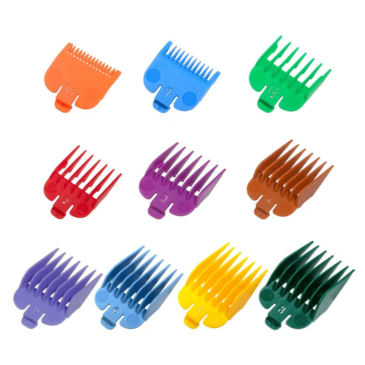 Clipper Guards Set Compatible with Most Wahl Clippers, Color Coded Clipper Guides Replacement - 1/16" to 1", 10 Piece Set