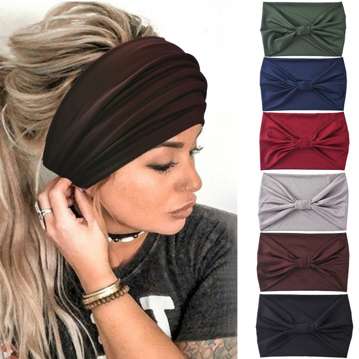 Yeshan Wide Headbands for Women Large African Bandana headband Non Slip Boho Head bands Yoga Running Sports Workout Gym Turbans Thick Head band,pack