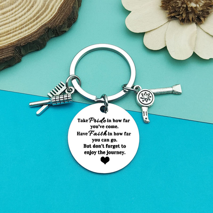 Hairdresser Stylist Graduation Cosmetology Gifts - Inspirational Barber Jewelry Gift Keychain - Christmas Birthday Gift