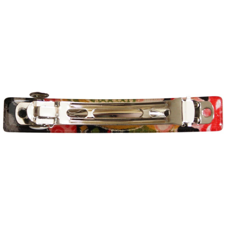 N&N Find Japan Japanese Kyoto Chirimen Barette Hair Clip/Clasp (Black/Red) - 1 Count (Pack of 1) - Adults - Unisex - 3inch x 0.5inch