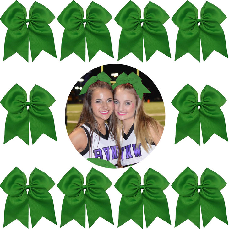 Kenz Laurenz 7" Jumbo Cheer Bow Big Hair Bows with Ponytail Holder Large Classic Accessories for Teens Women Girls Softball Cheerleader Sports Elasti