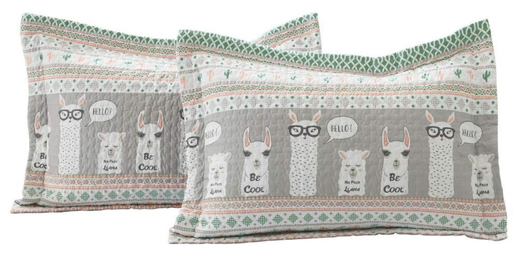 Lush Decor Llama Stripe Daybed Cover 6 Piece Set 39" W x 75" L Pink & Turquoise - Kids Bedding Set Twin Quilt - Daybed Bedding - Llama Decor