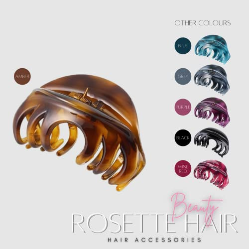 Rosette Large Chic Styling Glass Claw Clip Hair Clamps Grips Hairpins Barrettes for Indoor/Outdoor Use - Thick Hair, Women and Girls