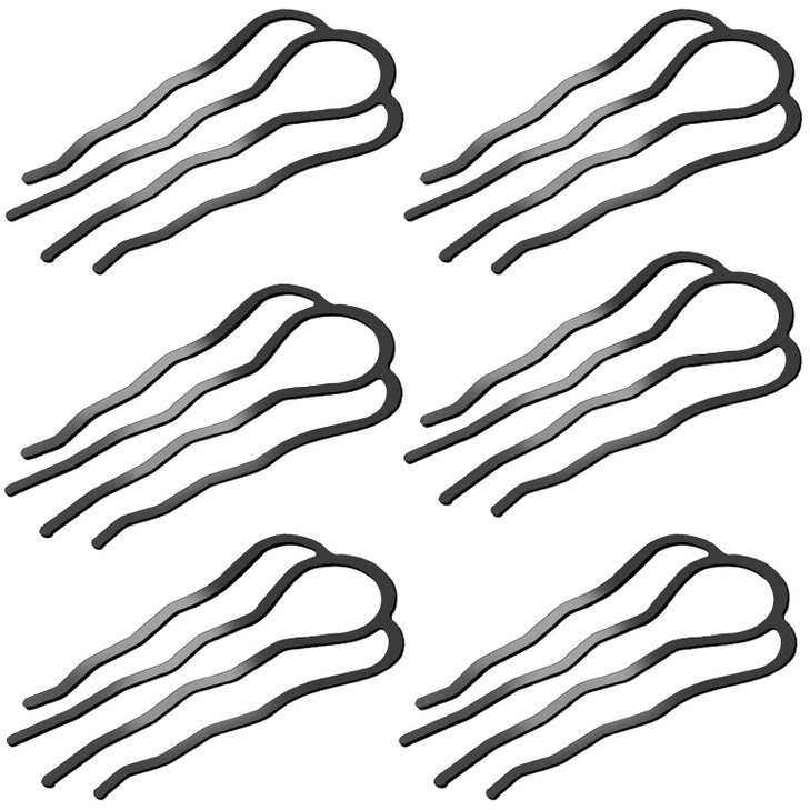 6 Pieces Metal Hair Forks and 4 Prong U-Shape Sticks - Side Combs, Teeth Pins for Updo Buns and Women's Hair Styling Accessories (Black)