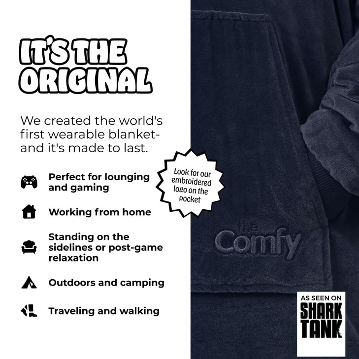 THE COMFY Original | Sherpa Lined Microfiber Fleece Wearable Blanket, Oversized Design with Hood and Pocket, From Shark Tank, for Women & Men, Warm a