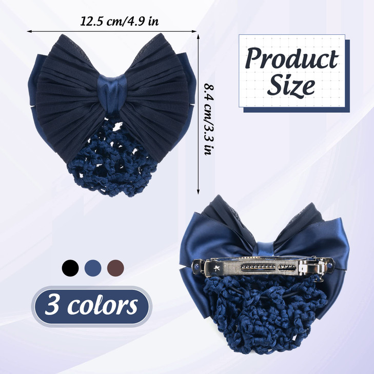 TXIN Set of 3 Bow Snood Bun Covers Crochet Net Hair Snoods for Women Girls Standard