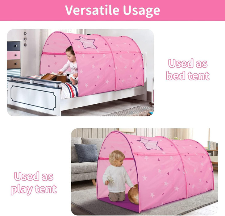 Alvantor® Starlight Bed Canopy Dream Kids Play Tents Playhouse Privacy Space Twin Sleeping Indoor Stars Boys Girls Toddlers Pop Up Portable Frame Cur