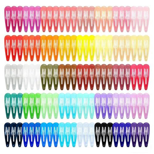 120 Pack Colorful Metal Snap Hair Clips, 2 Inch Barrettes in 40 Assorted Candy Colors, Non-Slip Hair Accessories for Kids Teens Women