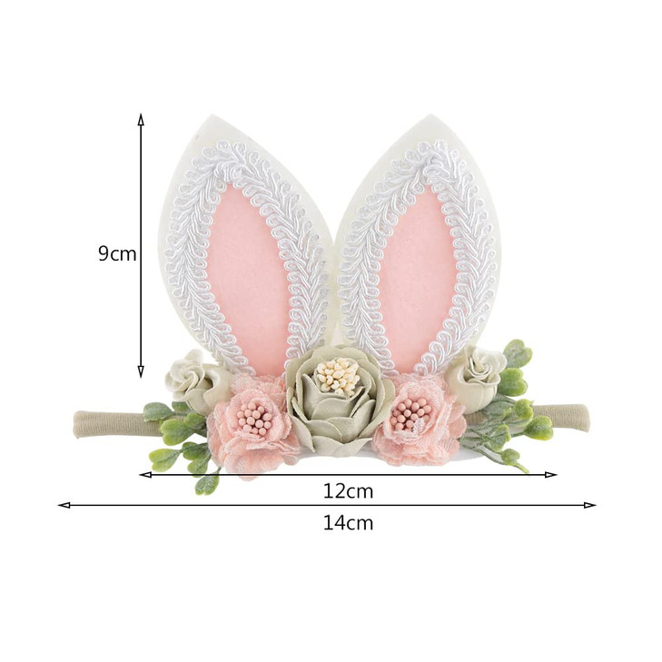 KIDOCHEESE Bunny Rose Ears Easter Headbands Baby Girls Flower Crown Spring Headbands (C)