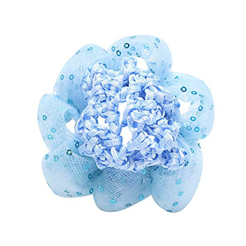 4 Pack Sequin Scrunchies for Girl - Rich Tones Mesh Bun Covers, Elastic Hair Ties, Ponytail Holders for Performance, Dance, Cheer, Birthday, Themed P