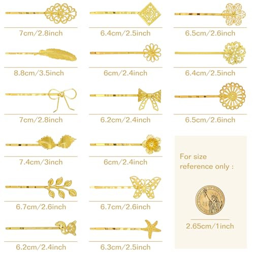 inSowni 30 Pack/15 Pairs Light Gold Retro Vintage Metal Long Bobby Pins Hair Clips Barrettes Accessories for Women Girls