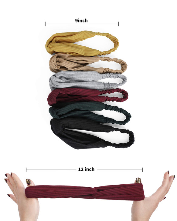 Knotted Headbands for Women and Girls, No Slip Fashion Head Bands - 12 Pcs with 12 Colors