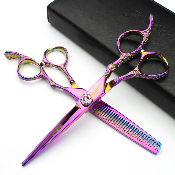 6/7/8 inch Cutting Thinning Styling Tool Rainbow Hair Scissors Professional Hairdresser Hairdresser Scissors Set (6-inch 2pc)