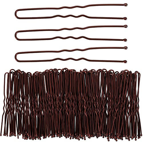 Tbestmax 300 Hair Bun Bobby Pins U Shaped Pin Hair Grips to Clip Ballet Hair Net for Women 6 CM/2.3 Inch Brown