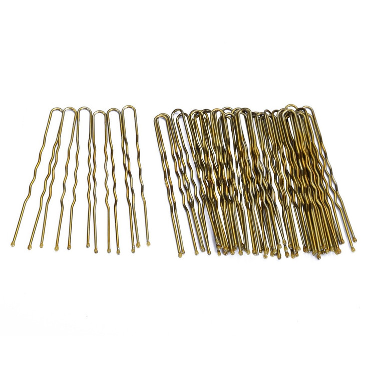 300 Bun Hair Bobby Pins U Shaped Pin Hair Grips to Clip Ballet Hair Net for Women 6 CM/2.3 inch Golden