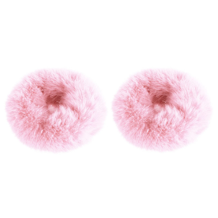 Mljsh 2 PCS Pink Pom Pom Hair Tie Fuzzy Furry Faux Rabbit Fur Scrunchies for Girls Women Hair Accessories
