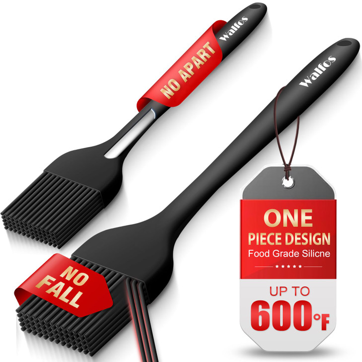 Walfos 600°F Heat Resistant Silicone Basting Brushes BPA Free Pastry Brush, Spread Oil Butter Sauce for BBQ Grill Baking Kitchen Cooking, Dishwasher