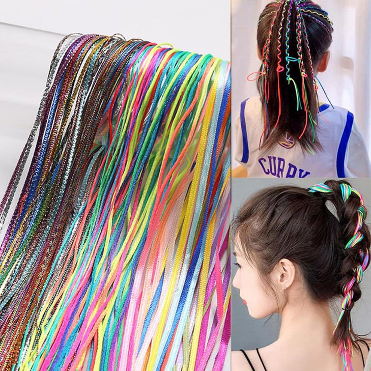 120 Pcs Colorful Gradient Hair Wrap Assorted Strings, Ropes and Strands - DIY African Girl Hair Accessories (4 Sets)