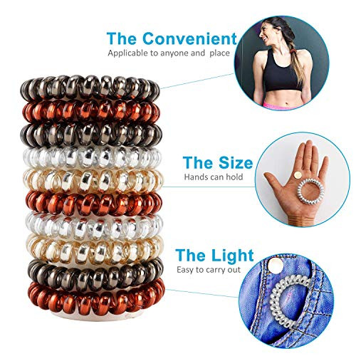 10Pcs Spiral Hair Ties No Crease For Women Girls, Elastic Coil Hair Ties For Thick Hair, Phone Cord Hair Ties Waterproof, Hair Coils, Key Chain Hair