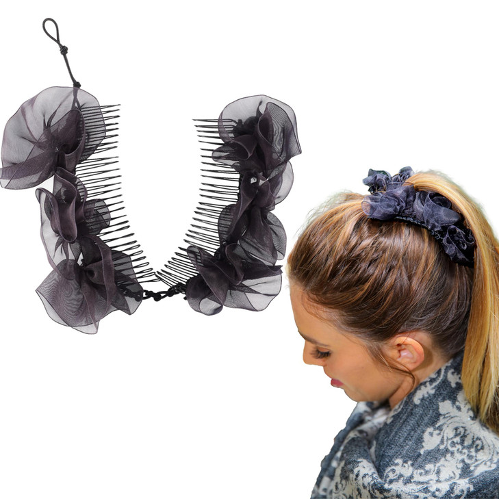 Stretch Banana Clip for Fine Thin, Thick Curly Hair Women, Elastic Double Combs Make Great Hair Accessories for Kinky, Curly Ponytail, Mohawk, Bun (B