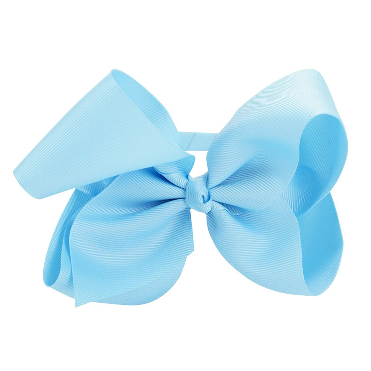 MEEDEE Light Blue Headband with Bow Big Bow Fashion Solid Grosgrain Ribbon Hair Bow Holiday Dress Decoration Makeup Cosplay Party Headwear Handmade