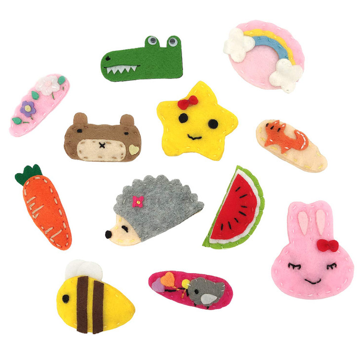 Elesa Miracle 12pc Baby Girl Hair Clips Barrettes Animal Pattern Felt Snap Clips Hair Bows for Toddlers Girl Kids