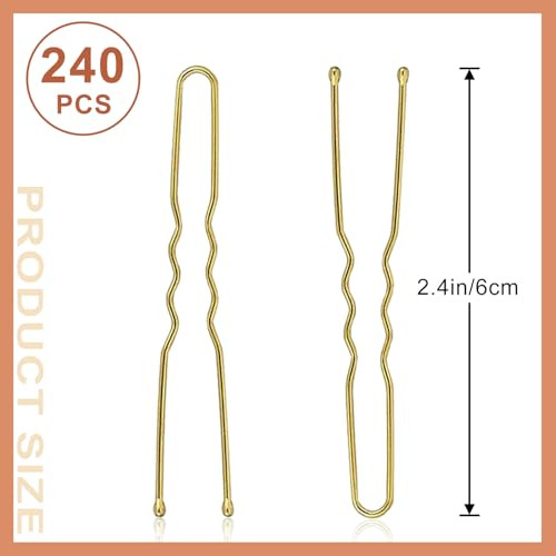 U Shaped Hair Pins, AITRAI 240Pcs Blonde Hair Pins Bun Pins U Bobby Pins for Women with Storage Box, 2.4inch