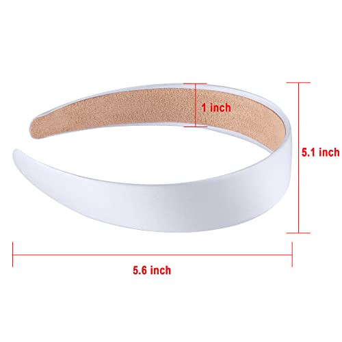 SIQUK 30 Pieces Satin Headbands White Hard Headband 1 Inch Hair Headband Set DIY Hard Satin Headbands for Women