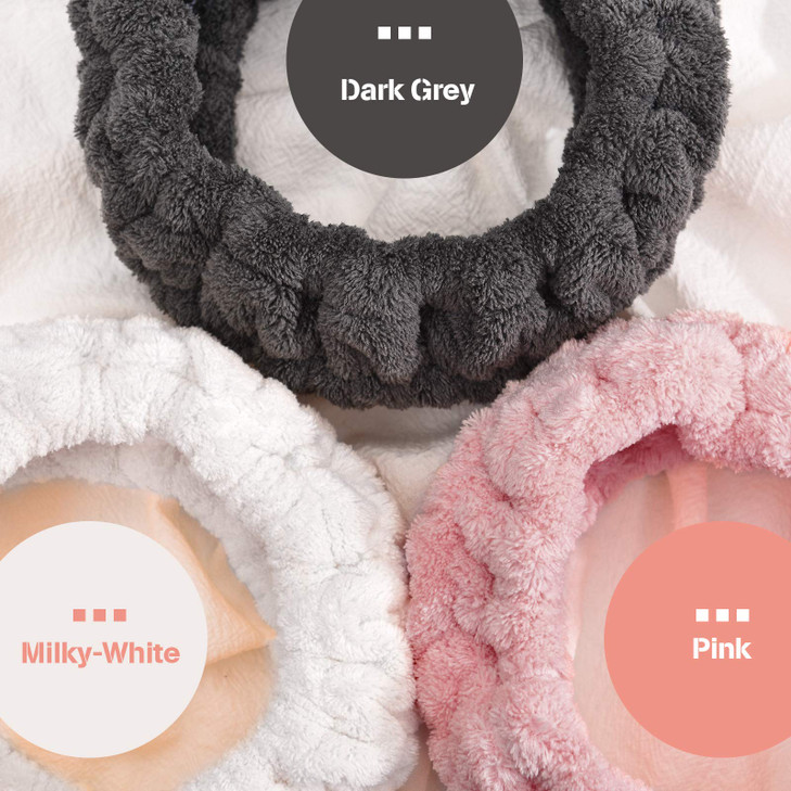 Chuangdi 3 Pieces Spa Headband for Women Facial Makeup Headband Soft Terry Cloth Hairband for Washing Face Mask Spa Shower Gifts(Pink, Milky-White, D