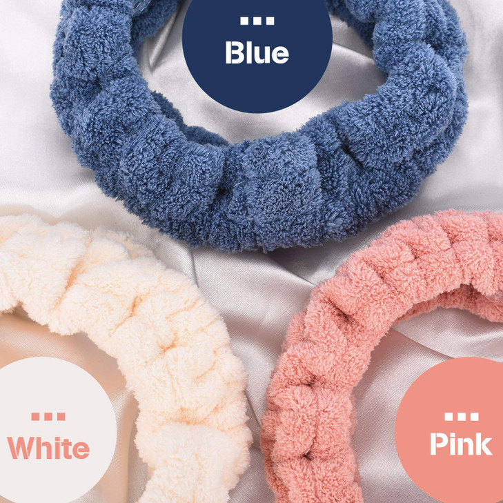 Chuangdi 3 Pieces Spa Headband for Women Facial Makeup Headband Soft Terry Cloth Hairband for Washing Face Mask Spa Shower Gifts(Dark Pink, Dark Blue