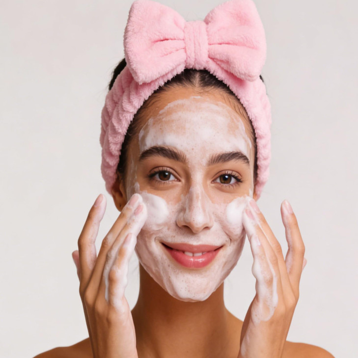 Casoty 4 Pcs Pink Spa Makeup Skincare Headband for Washing Face, Coral Fleece Face Wash Skin Care Headband, Spa Party Supplies for Women Girls