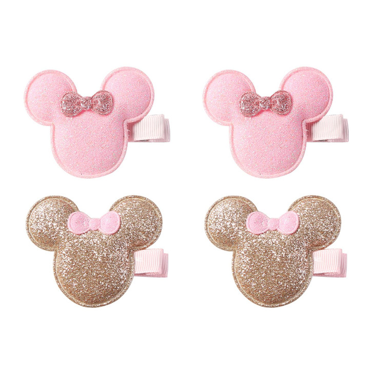 4 Pack Mouse Ears Hair Clips 2.2 Inch Large Girls Women Hair Accessories Glitter Mouse Bow Barrettes Kids Cosplay Birthday Party Decorations