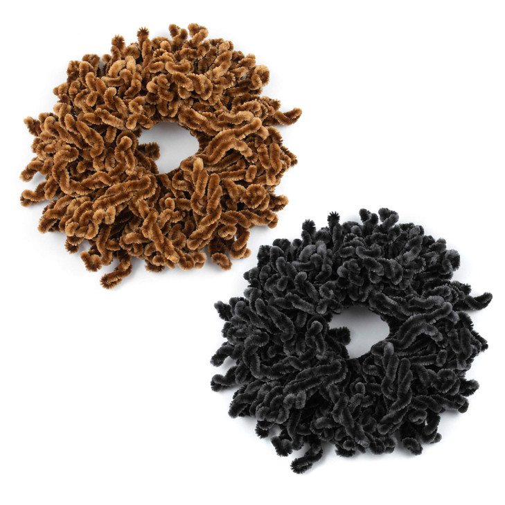 AUEAR, 2 Pack Volumising Hair Scrunchie Hijab Volumizer Headwear Tie Ring Plain Big Hairbands for Women Girls (Black and Coffee)