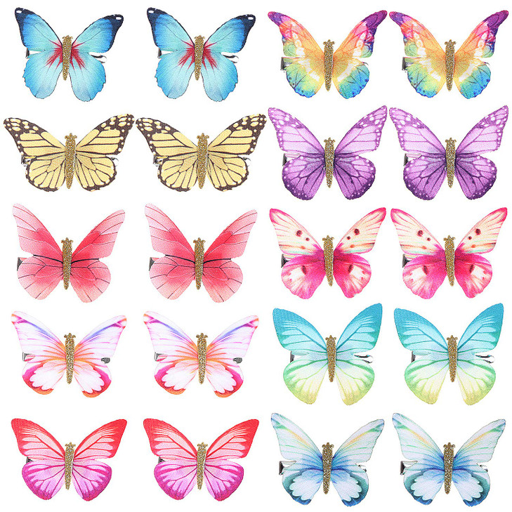 20Pcs Hair Clips Butterfly Hair Clips Butterfly Snap Clips Barrettes for Toddlers Baby Girl and Women Assorted Color Butterfly Hair Clips Beautiful M