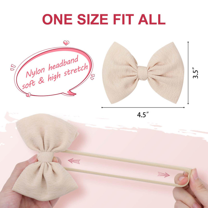 YanJie 3 Pcs Soft Headbands Baby Girls Nylon Headband with Hair Bow Hairbands Hair Accessories for Newborn Infant Toddler Kids